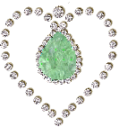 un coeur avec un diamant vert